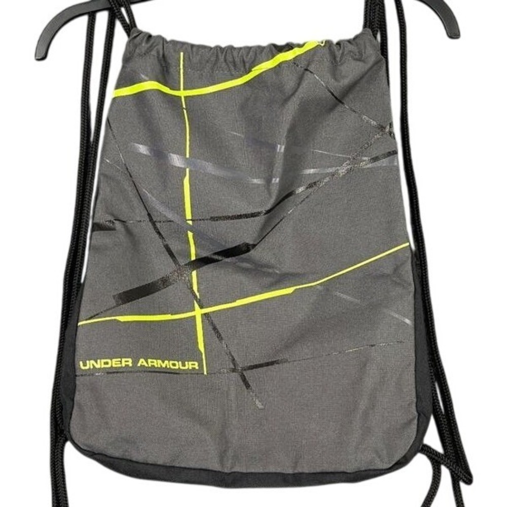 Under Armour Ozark Drawstring Cinch Sack‎ Backpack Gray Neon Yellow Graphic Kids